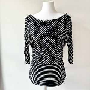 White House Black Market Striped 3/4 Length Sleeve Top Size X-Small